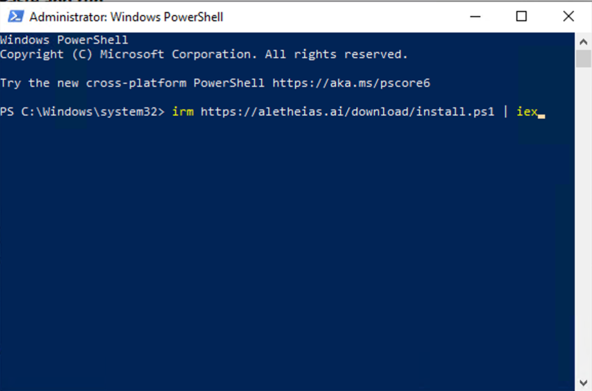 Paste and run the install command in PowerShell